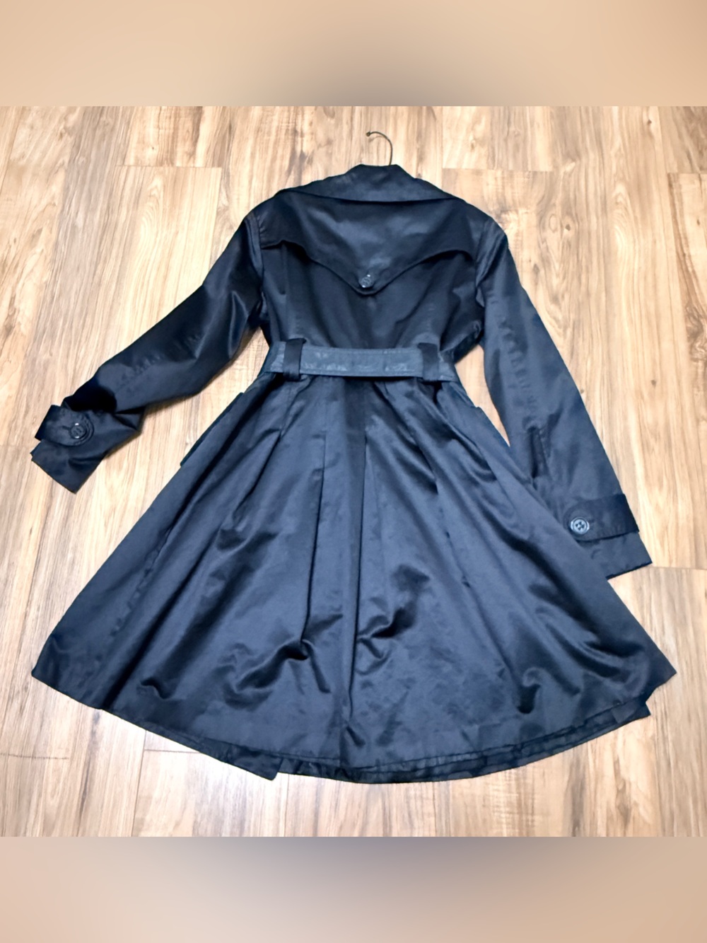 Bebe Y2K Women's Trench Coat Vintage Belted Flared Black sz M